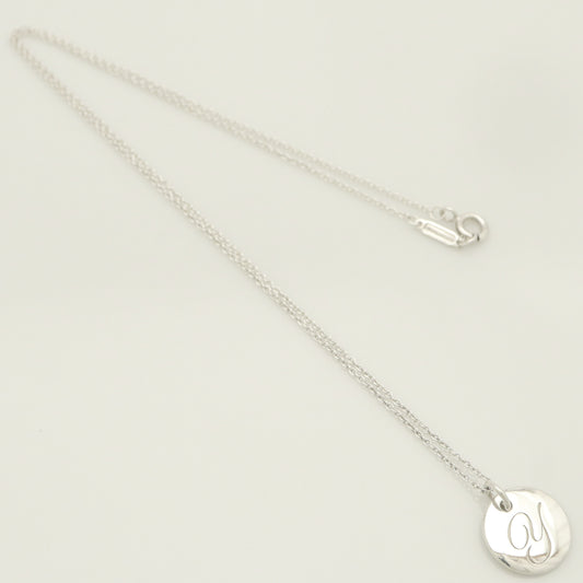 Tiffany & Co. Notes Letter Round Initial Y Disc Necklace in Sterling Silver - Weight: 3.01g