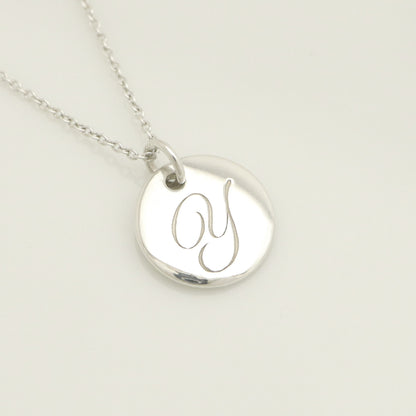 Tiffany & Co. Notes Letter Round Initial Y Disc Necklace in Sterling Silver - Weight: 3.01g