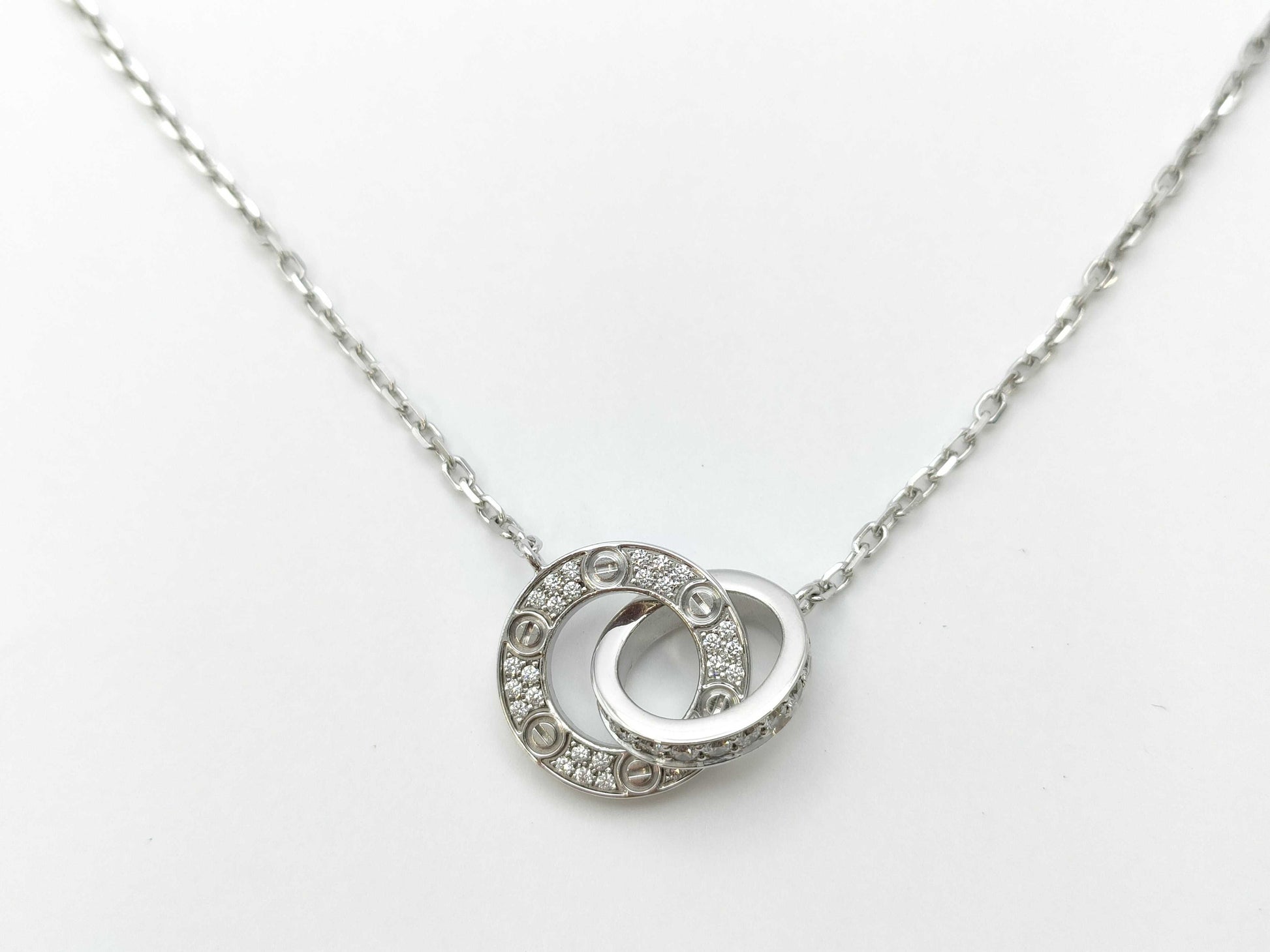 Cartier Love Circle Diamond Necklace in WG Au750, 6.1g 