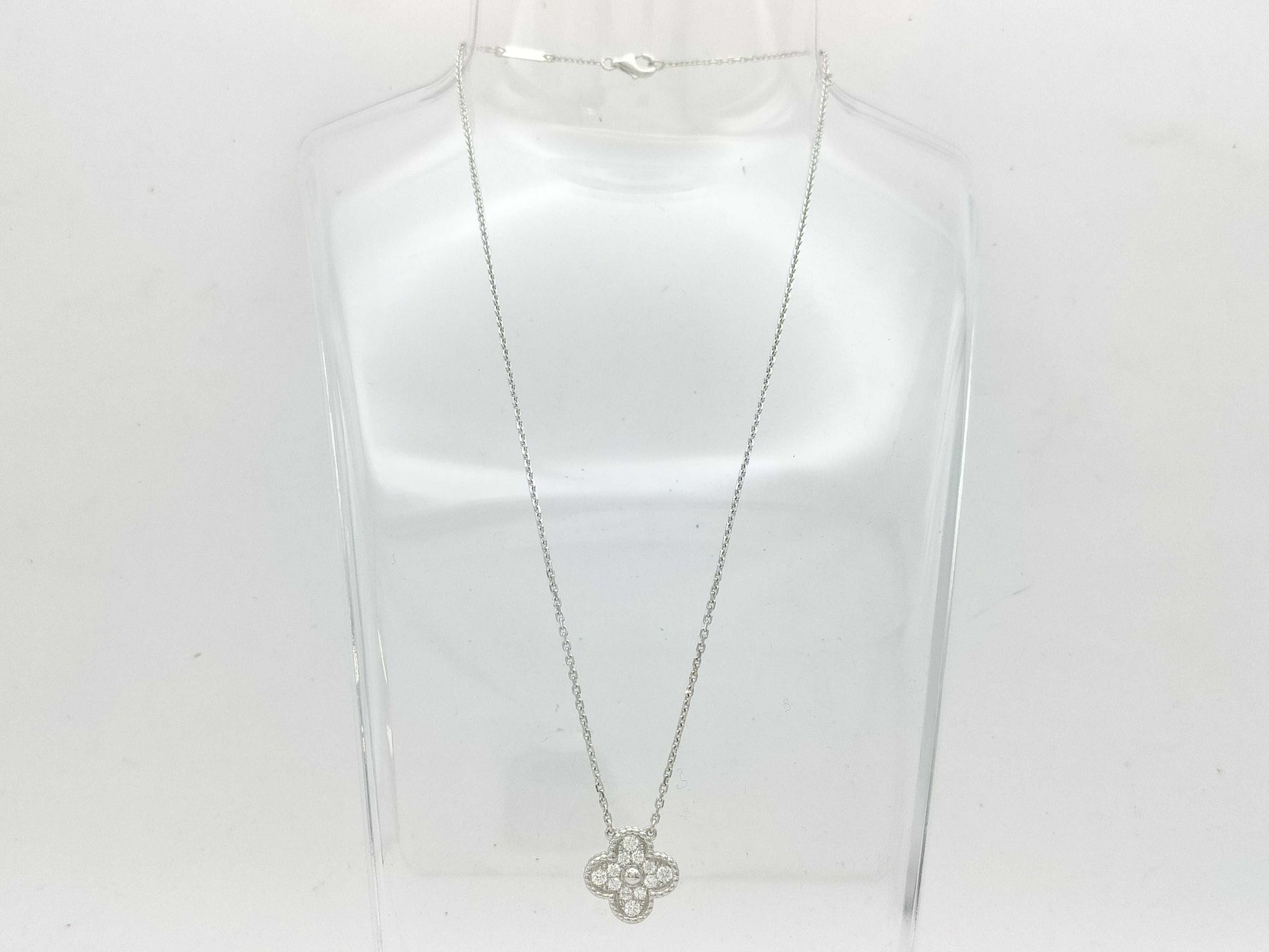 Van Cleef & Arpels Vintage Alhambra Diamond Necklace in 750 White Gold, 6.0g 