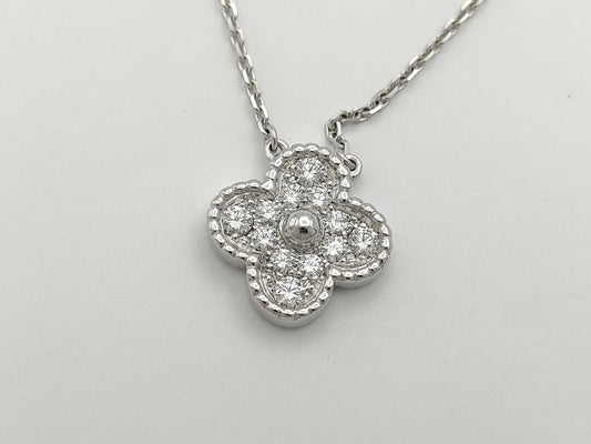 Van Cleef & Arpels Vintage Alhambra Diamond Necklace in 750 White Gold, 6.0g 