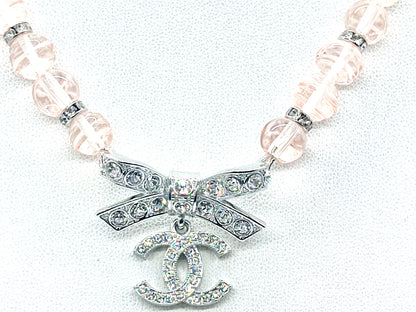 CHANEL Coco Mark Heart Rhinestone Pink Stone Necklace B23S Necklace