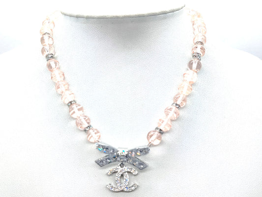 CHANEL Coco Mark Heart Rhinestone Pink Stone Necklace B23S Necklace