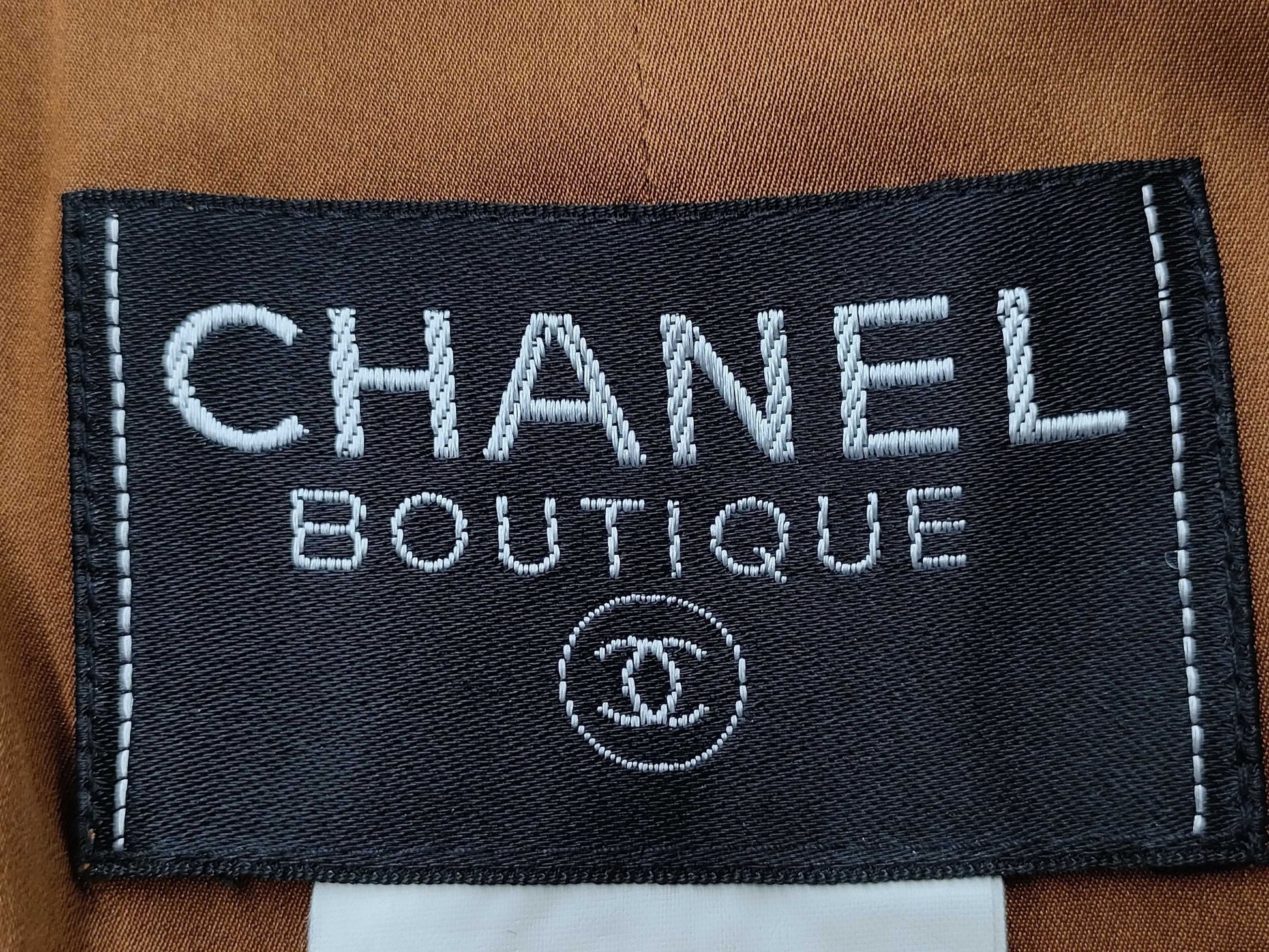 CHANEL Gripoa Button Tweed Long Coat, Gold and Brown, Size 96A, Size 36, Hanger Included