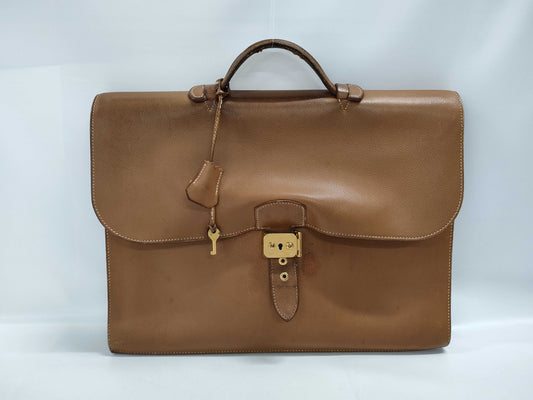 HERMES Sac A Depeche Gold Engraved Business Bag with G Hardware