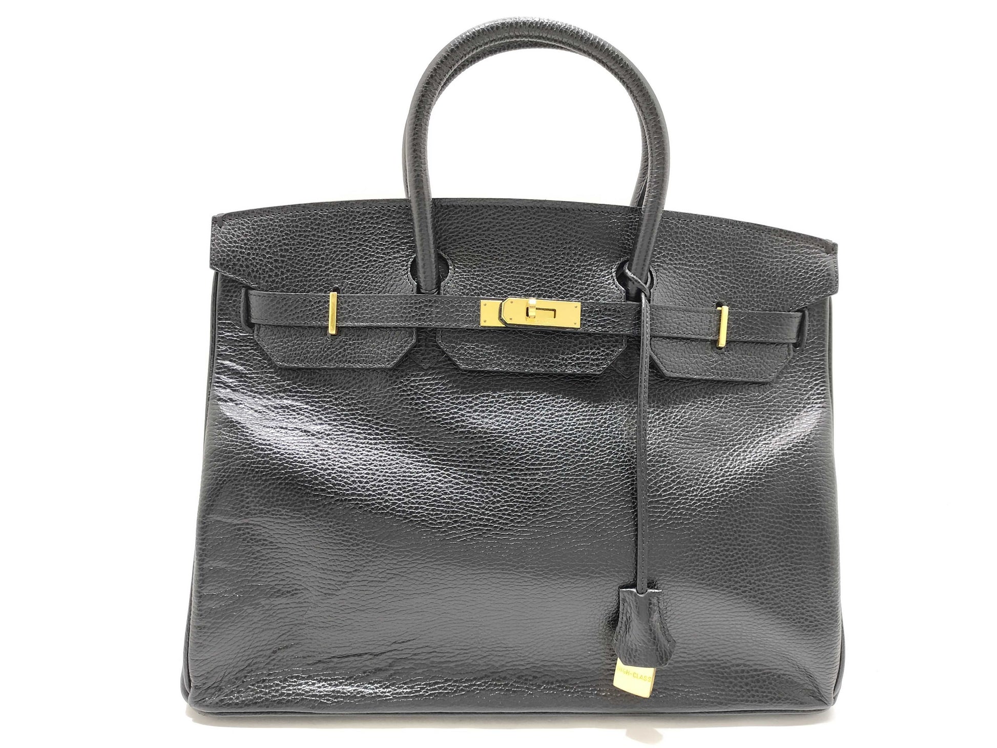 High-class Birkin-style bag, black handbag