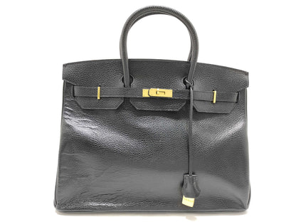High-class Birkin-style bag, black handbag