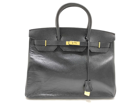 High-class Birkin-style bag, black handbag