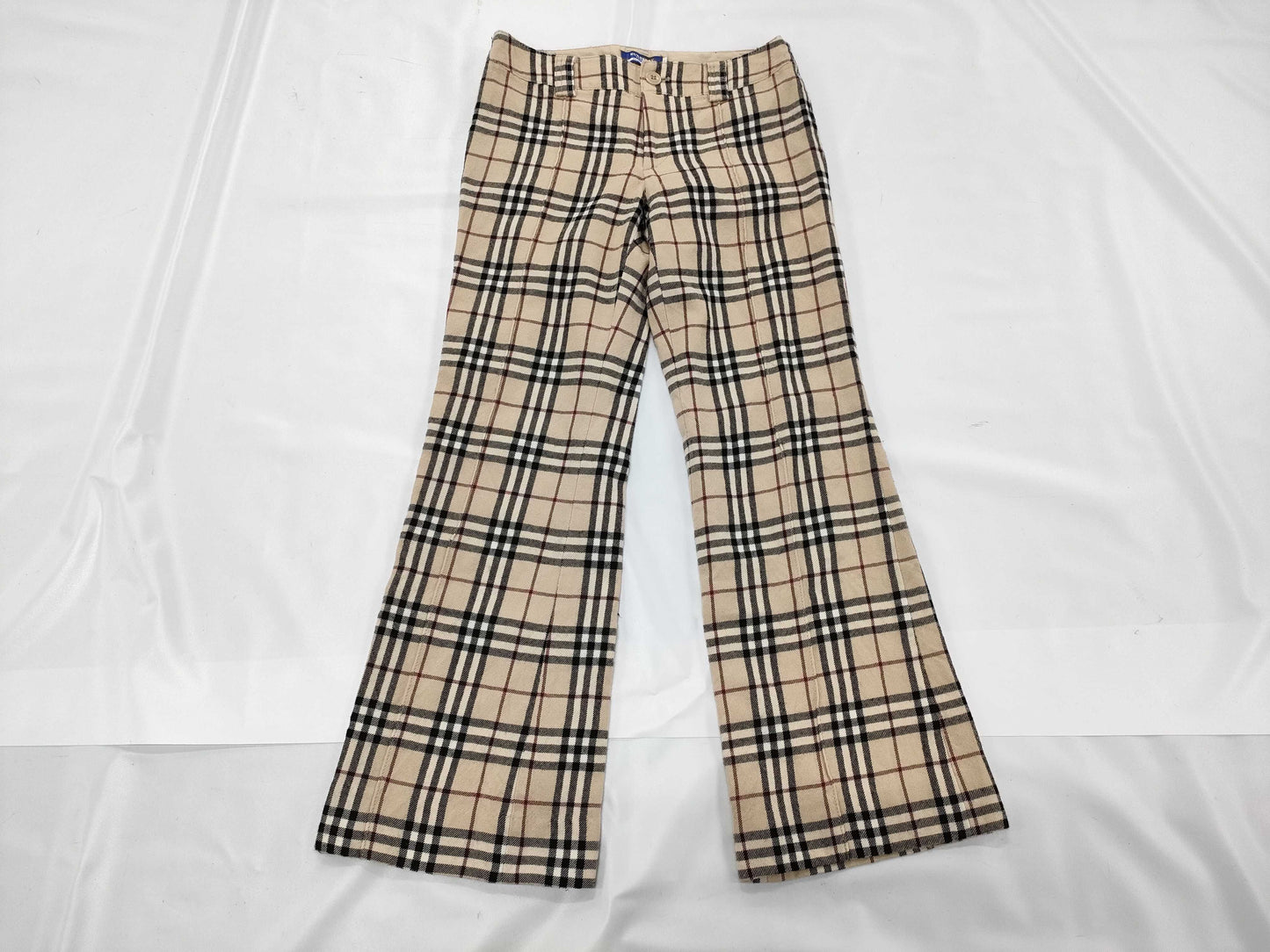 BURBERRY Nova Check Pants with Horse Logo Embroidery, Size 36