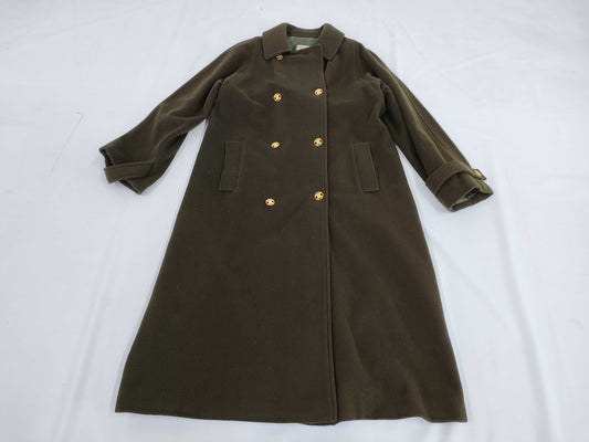 CELINE Long Coat with Triomphe Buttons in Khaki