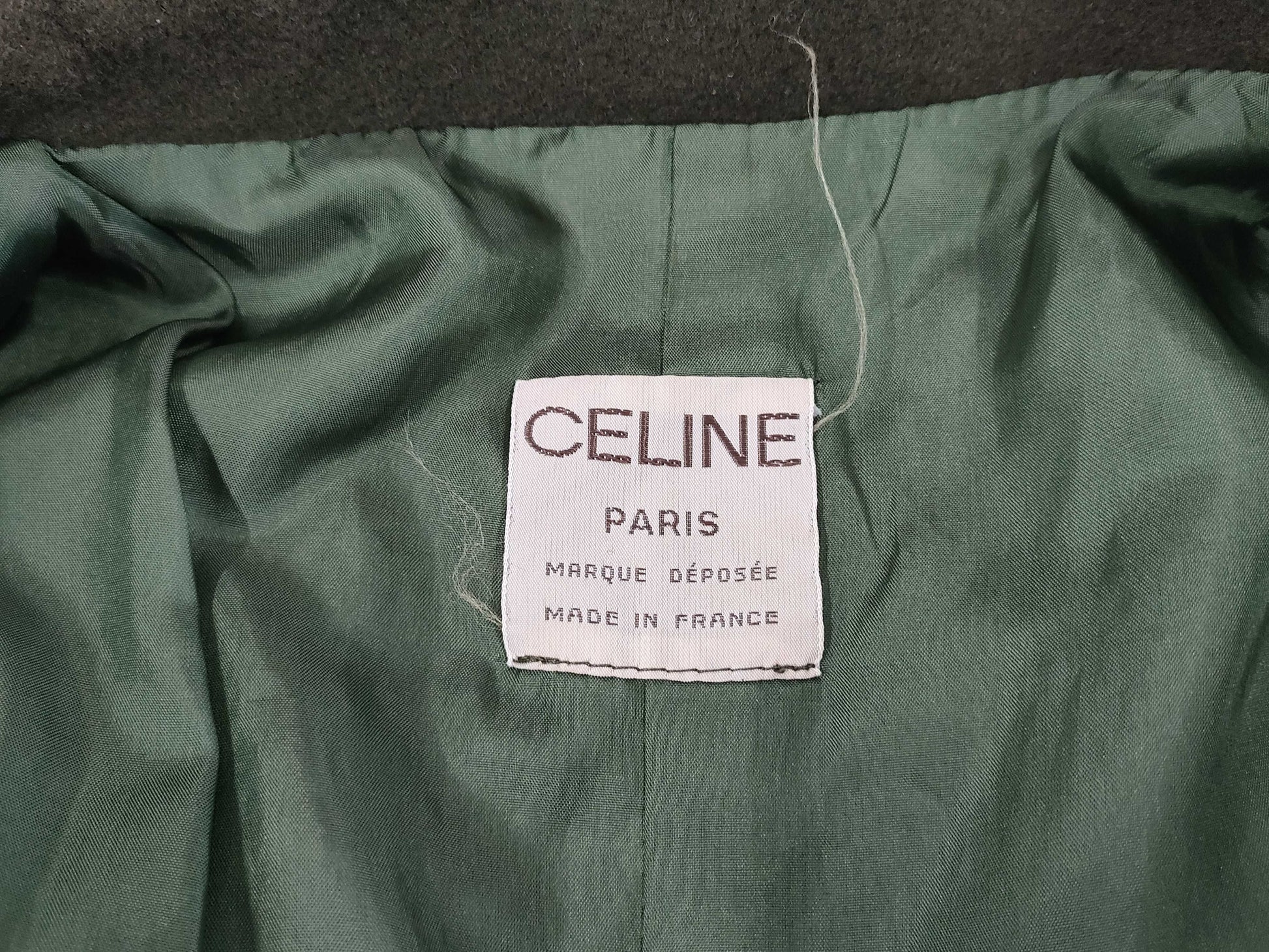 CELINE Long Coat with Triomphe Buttons in Khaki