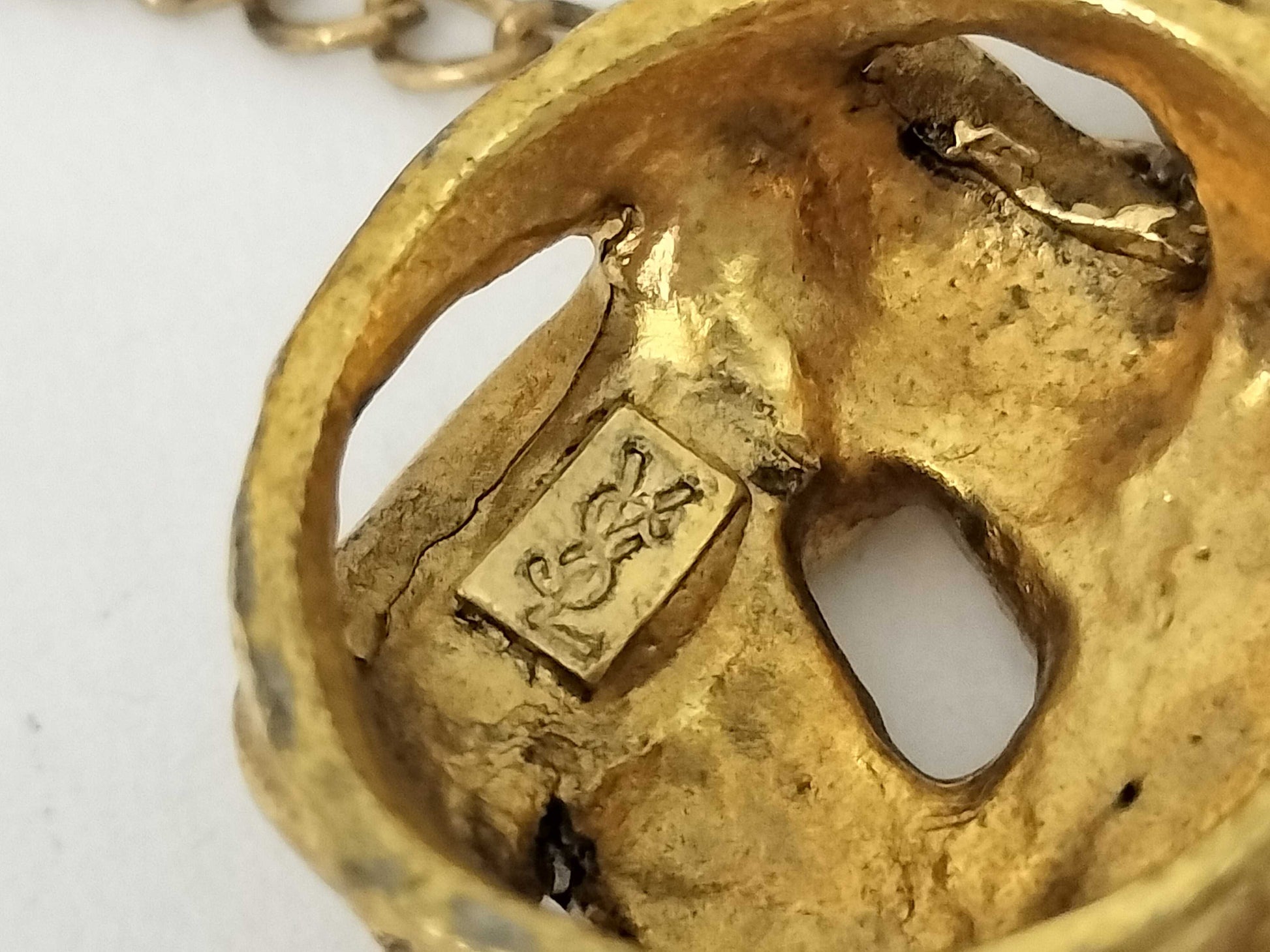 Yves Saint Laurent Yves Saint Laurent Gold Rhinestone Necklace with Non-Original Chain