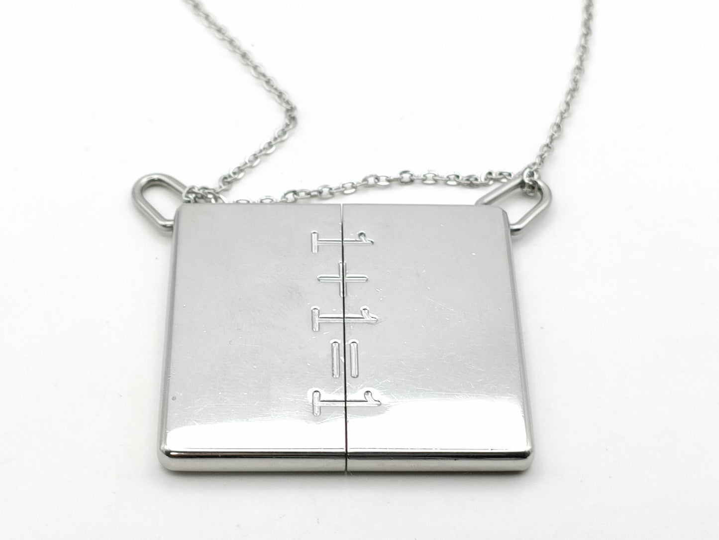 HERMES 1+1=1 Silver Plate Necklace with Non-Original Chain