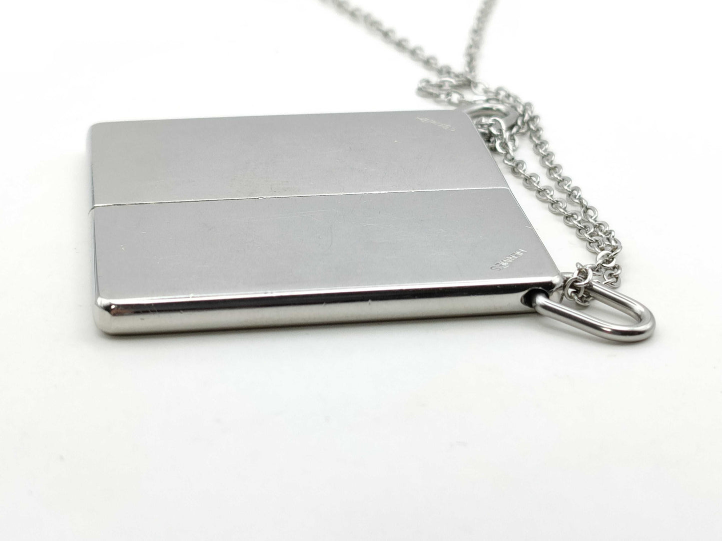 HERMES 1+1=1 Silver Plate Necklace with Non-Original Chain