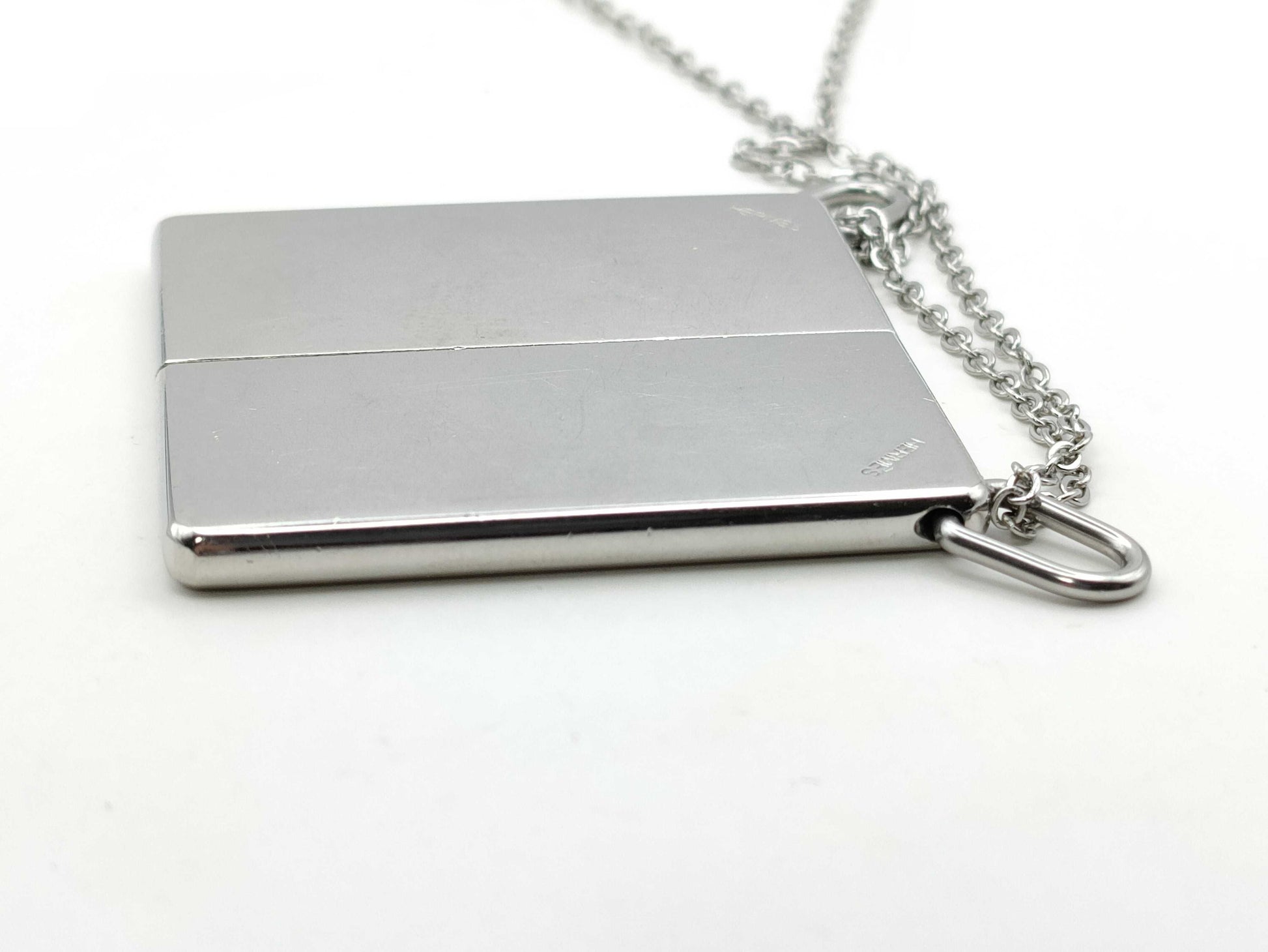 HERMES 1+1=1 Silver Plate Necklace with Non-Original Chain