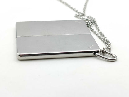 HERMES 1+1=1 Silver Plate Necklace with Non-Original Chain