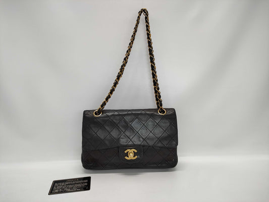 CHANEL Matelasse 23 Lambskin Double Flap Double Chain Bag in Black with Gold Hardware, 2856118, No. 2, A01113 Shoulder Bag