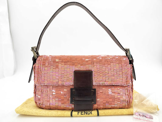 FENDI Mamma Sequin Mamma Bucket Pink Shoulder Bag