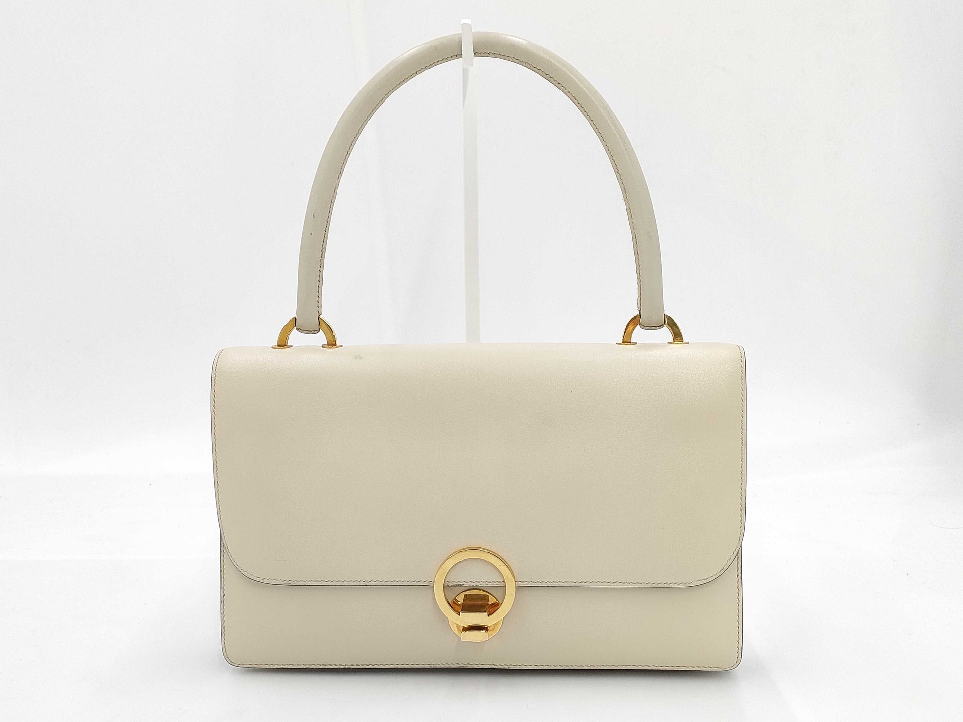 HERMES Ringdo Leather Off-White Handbag