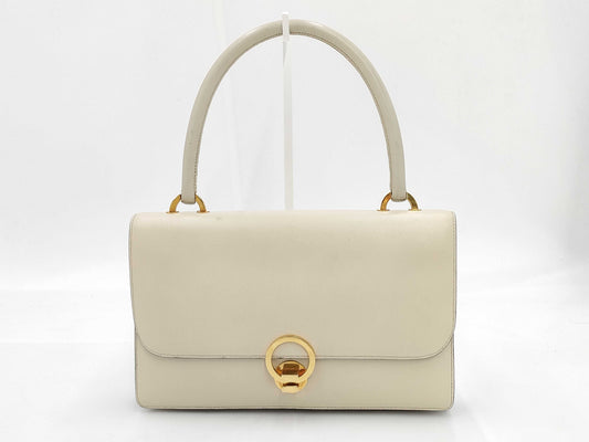 HERMES Ringdo Leather Off-White Handbag