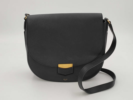 CELINE Leather Shoulder Bag in Black