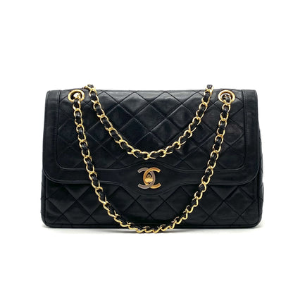 CHANEL CHANEL Paris Matelasse Turnlock Coco Mark Double Flap Lambskin Chain Shoulder Handbag