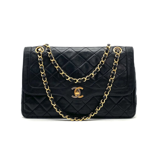 CHANEL CHANEL Paris Matelasse Turnlock Coco Mark Double Flap Lambskin Chain Shoulder Handbag