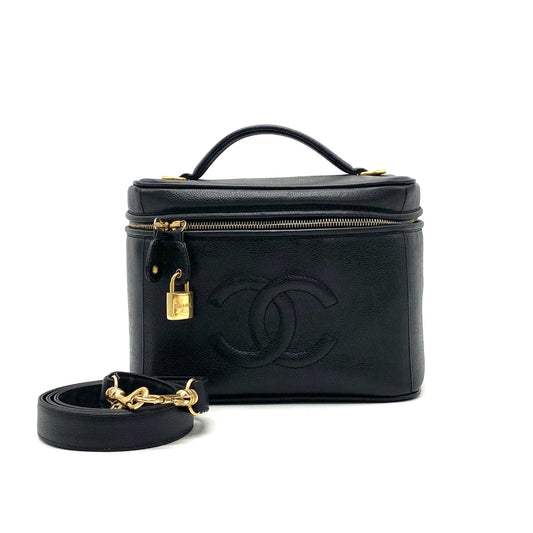 CHANEL CHANEL Coco Mark 2-way Caviar Skin Vanity Shoulder Bag
