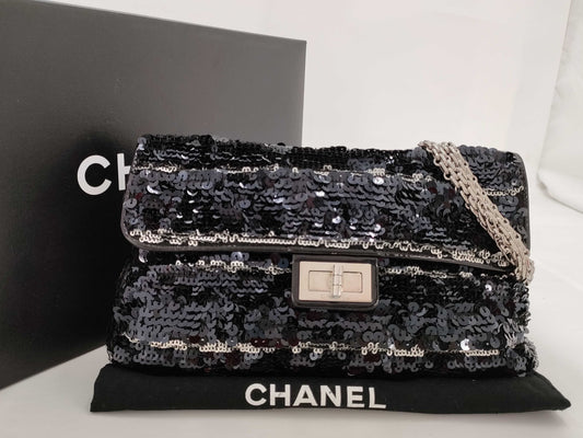 CHANEL 2.55 Sequined Shoulder Bag, Size 15