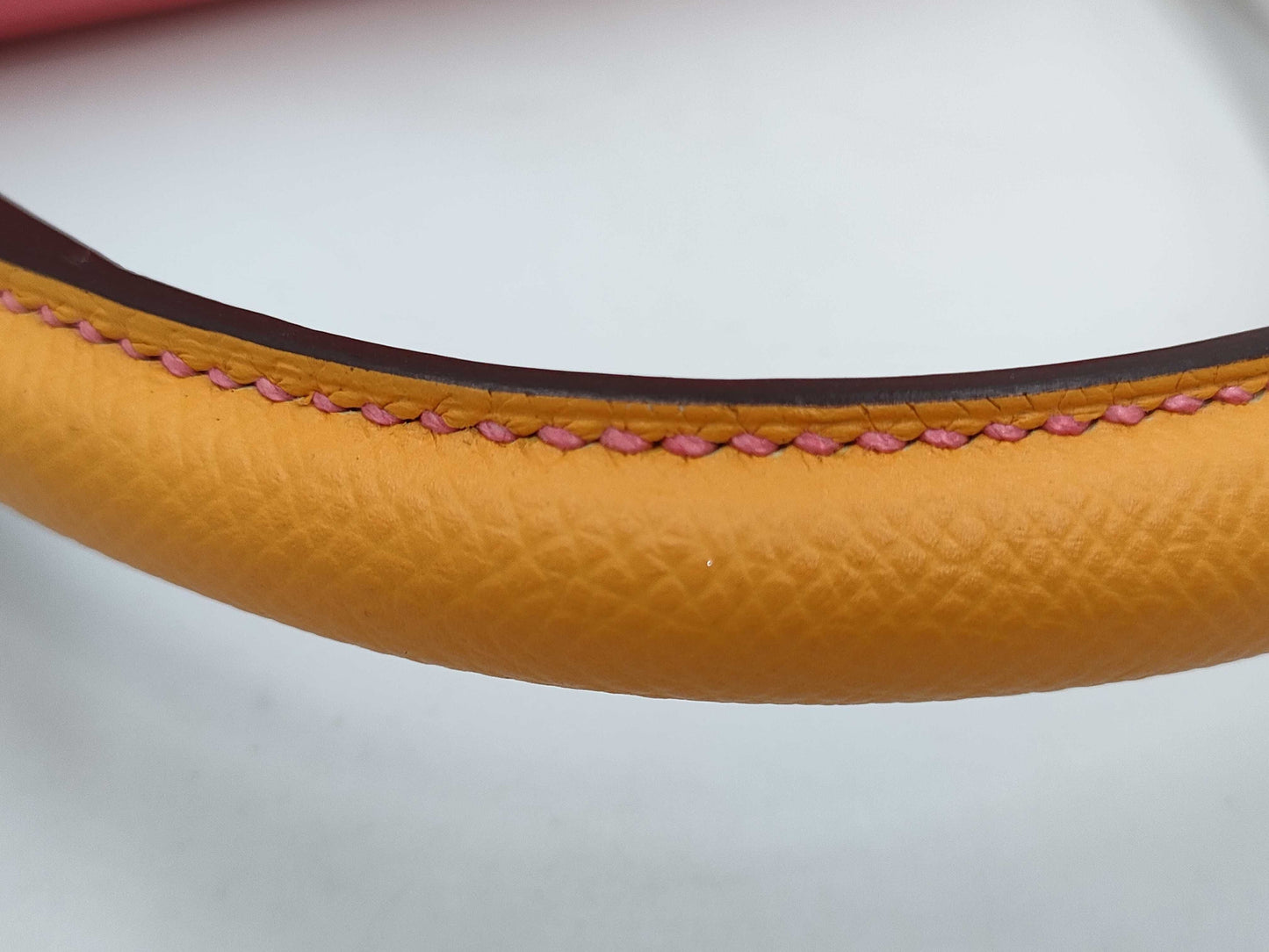 HERMES Kelly 28 Serie Personal Order Epsom Leather Rose Azalee Jaune D'or with Matte Gold Hardware and C Stamp