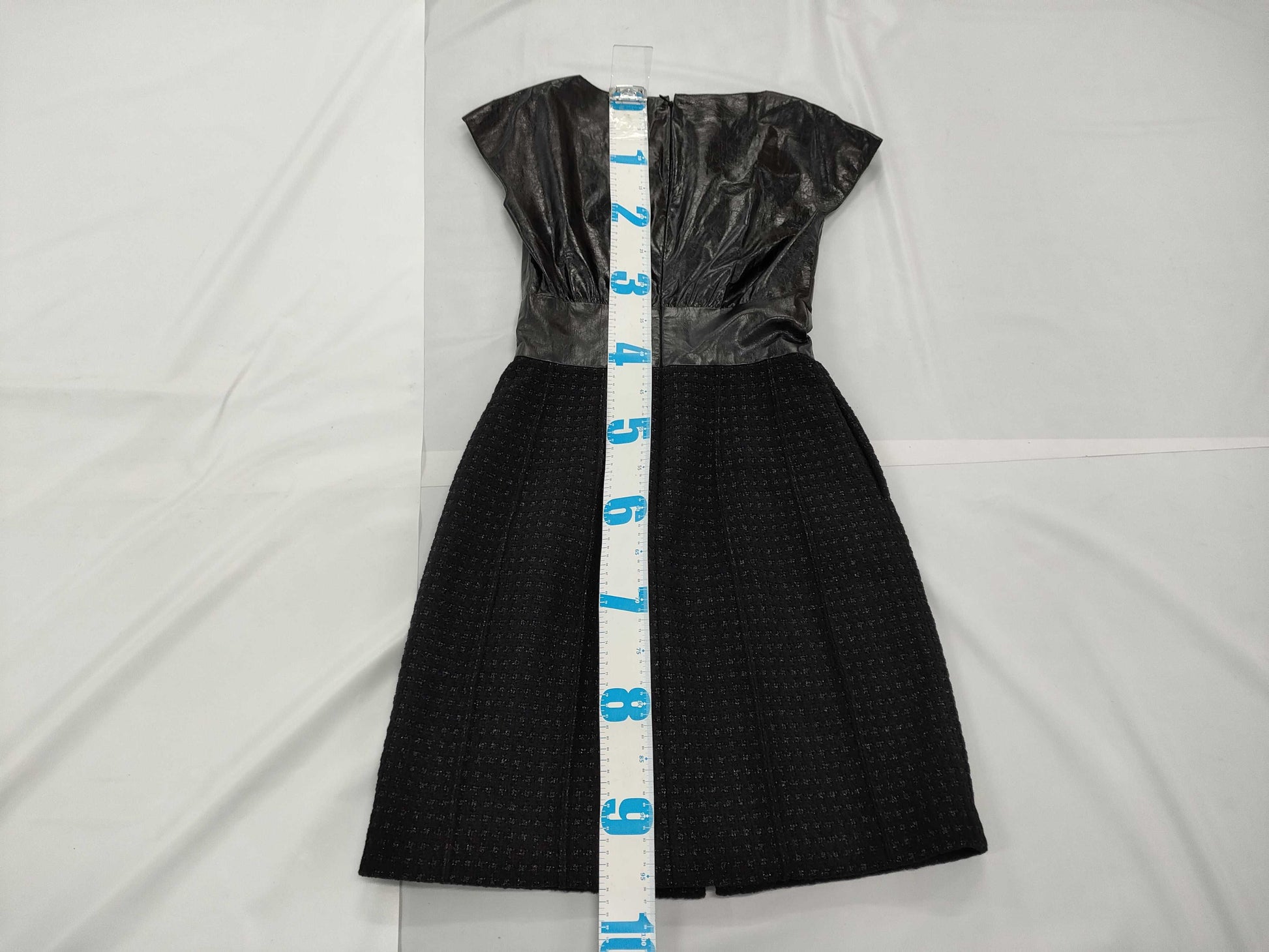 CHANEL Docking Dress, Leather, Tweed, Black, Mixed Material, Coco Mark, Size 38, Dress