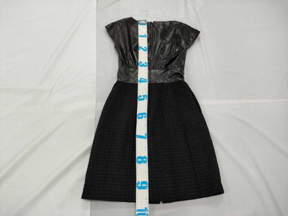 CHANEL Docking Dress, Leather, Tweed, Black, Mixed Material, Coco Mark, Size 38, Dress
