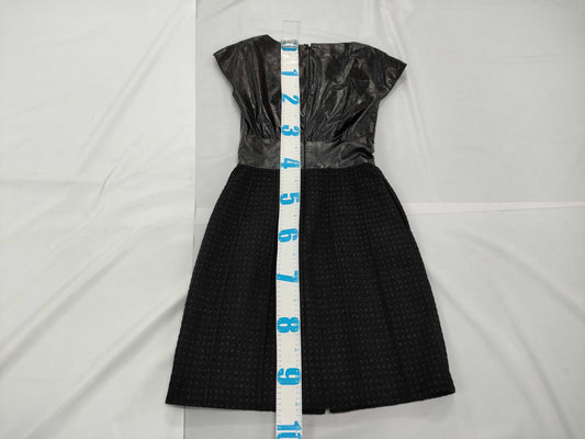 CHANEL Docking Dress, Leather, Tweed, Black, Mixed Material, Coco Mark, Size 38, Dress