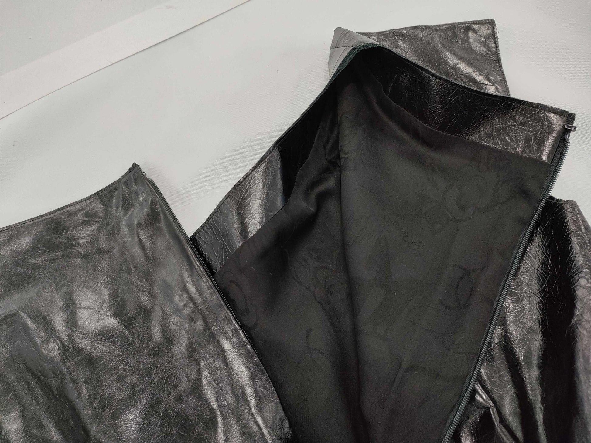 CHANEL Docking Dress, Leather, Tweed, Black, Mixed Material, Coco Mark, Size 38, Dress