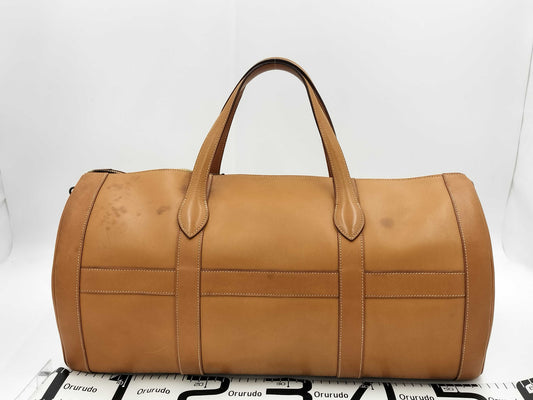 HERMES Arty Chamonix Natural Boston Bag with O-T Stamp and G Hardware