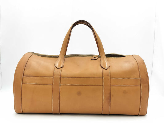 HERMES Arty Chamonix Natural Boston Bag with O-T Stamp and G Hardware