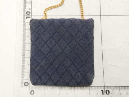 CHANEL Mini Matelasse Jersey Pouch in Navy with Gold Hardware