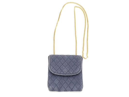 CHANEL Mini Matelasse Jersey Pouch in Navy with Gold Hardware