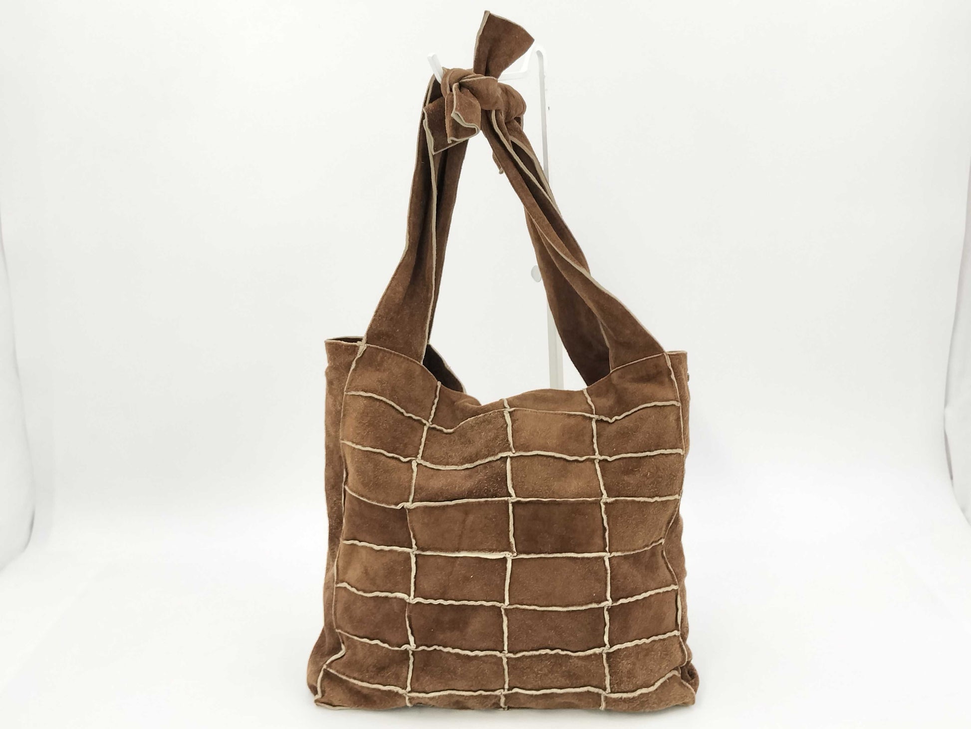 CHANEL Chocobar Suede Patchwork Tote Bag, Brown, 5693901, Handbag