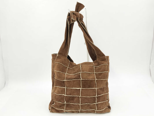 CHANEL Chocobar Suede Patchwork Tote Bag, Brown, 5693901, Handbag