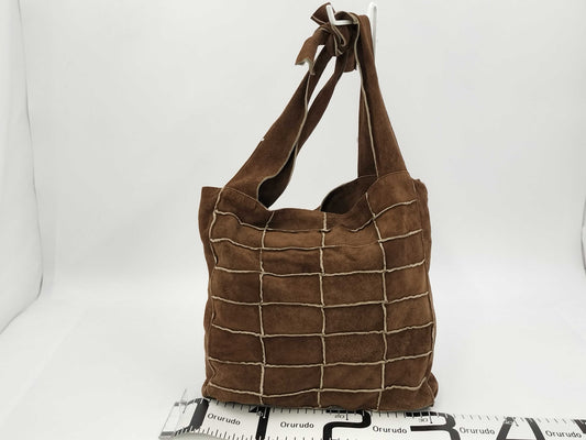 CHANEL Chocobar Suede Patchwork Tote Bag, Brown, 5693901, Handbag
