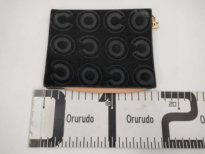 CHANEL COCO Pouch, Harako and Leather, Coco Mark, Black, with Charm
