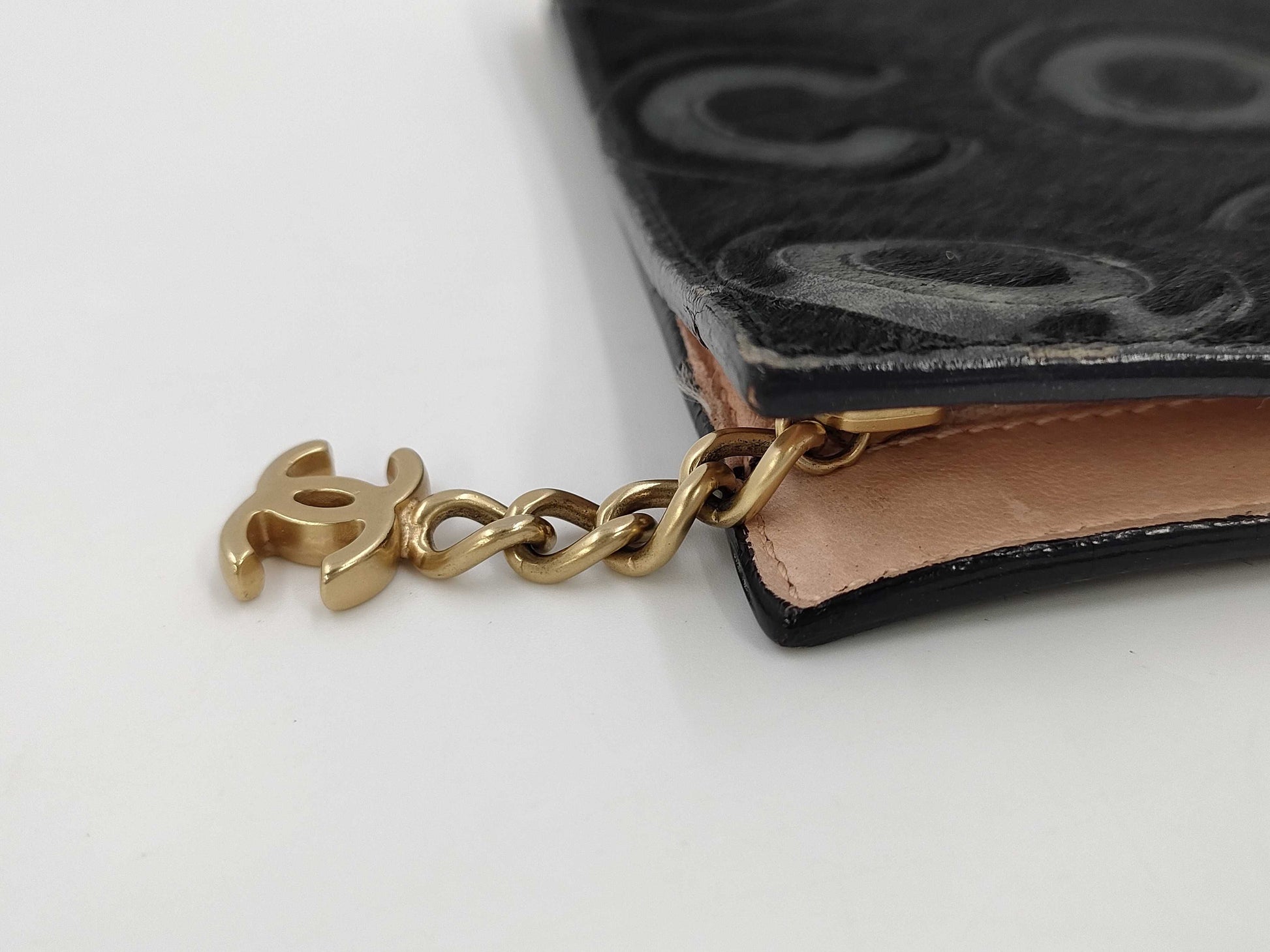 CHANEL COCO Pouch, Harako and Leather, Coco Mark, Black, with Charm