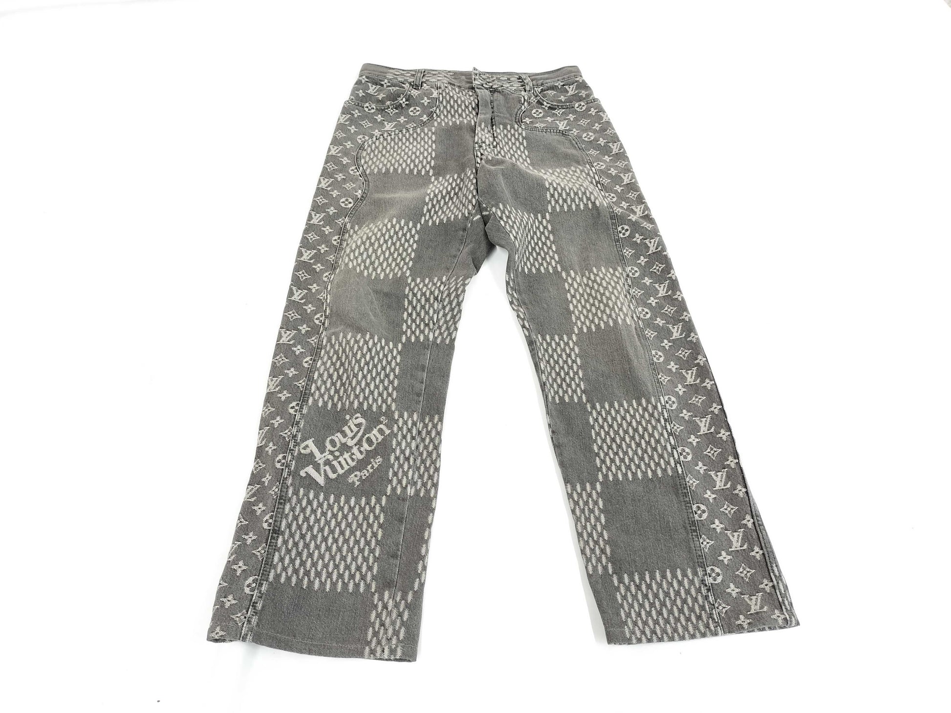 LOUIS VUITTON Damier Denim Pants, Size 29