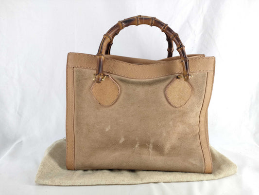 GUCCI Bamboo Tote Bag Suede 002/1186 Handbag Tote Bag