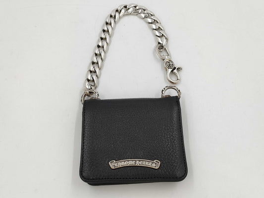 CHROME HEARTS TV Man Wallet with 1 Clip Classic Chain, Black
