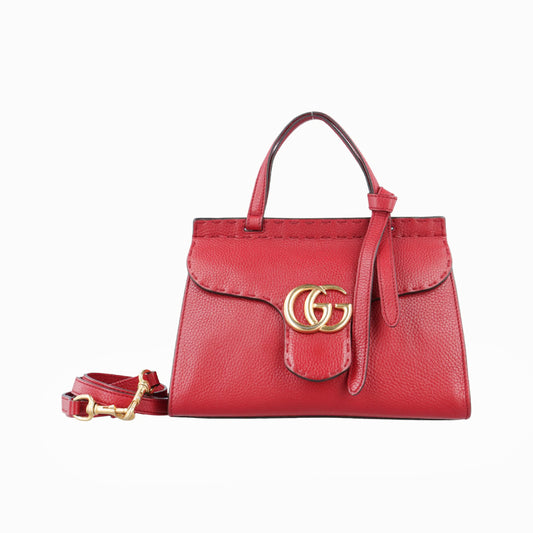 GUCCI GG Marmont Red Leather Shoulder Bag 442622I020144746