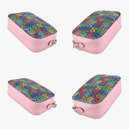GUCCI GG Psychedelic Small Shoulder Bag in Black, Pink, and Multicolor PVC Coated Canvas 