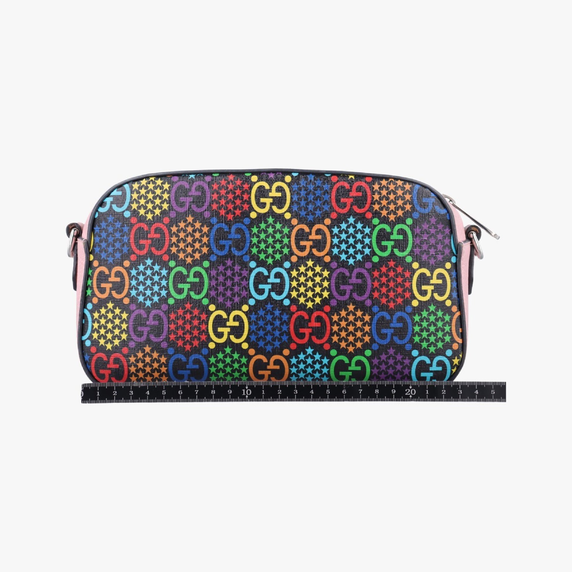 GUCCI GG Psychedelic Small Shoulder Bag in Black, Pink, and Multicolor PVC Coated Canvas 