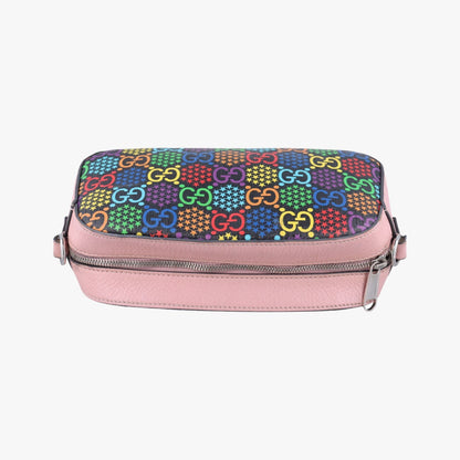 GUCCI GG Psychedelic Small Shoulder Bag in Black, Pink, and Multicolor PVC Coated Canvas 